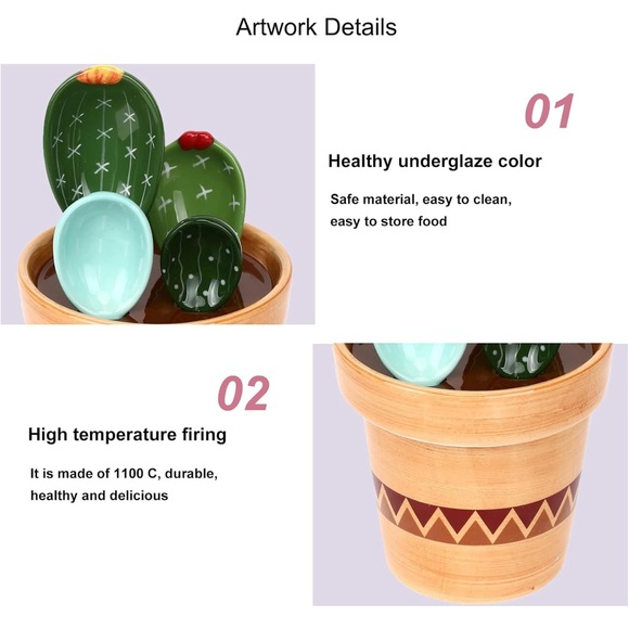 Cactus Porcelain Measuring Set 🌵NWOT - Picture 4 of 8